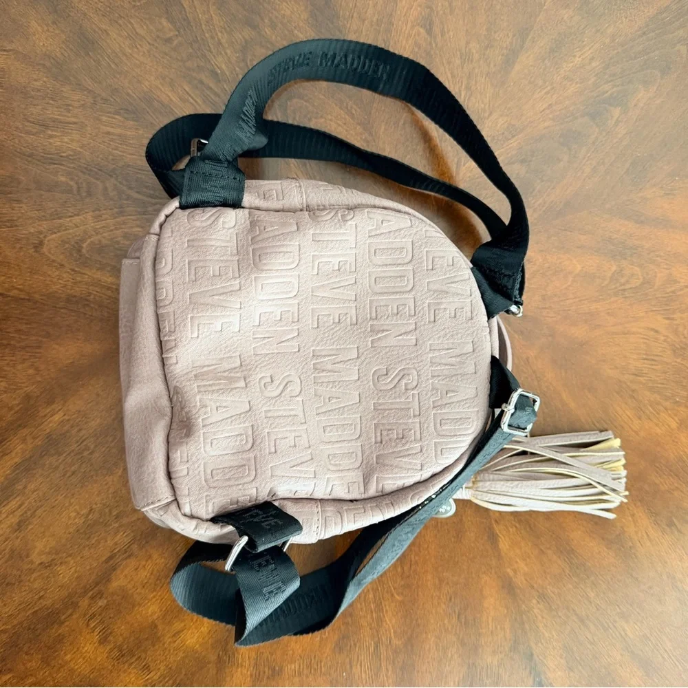 NWOT Steve Madden Blush Embossed Mini Backpack with Tassel - Picture 4 of 7
